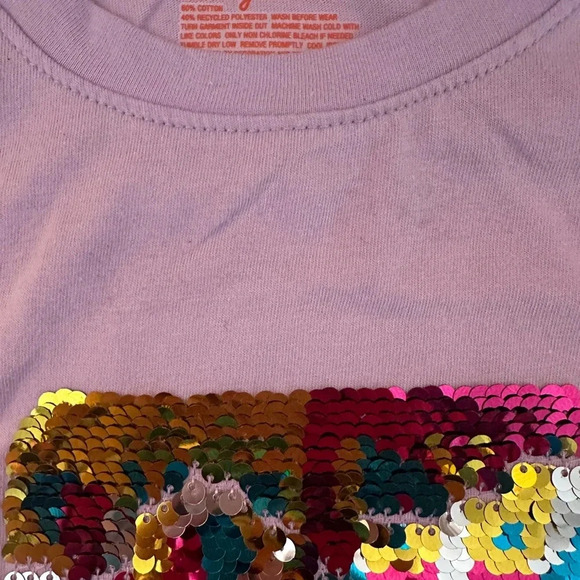 CAT & JACK Girls Size M/8 Lilac Sequins Short Sleeves TShirt Brand New - Picture 2 of 3